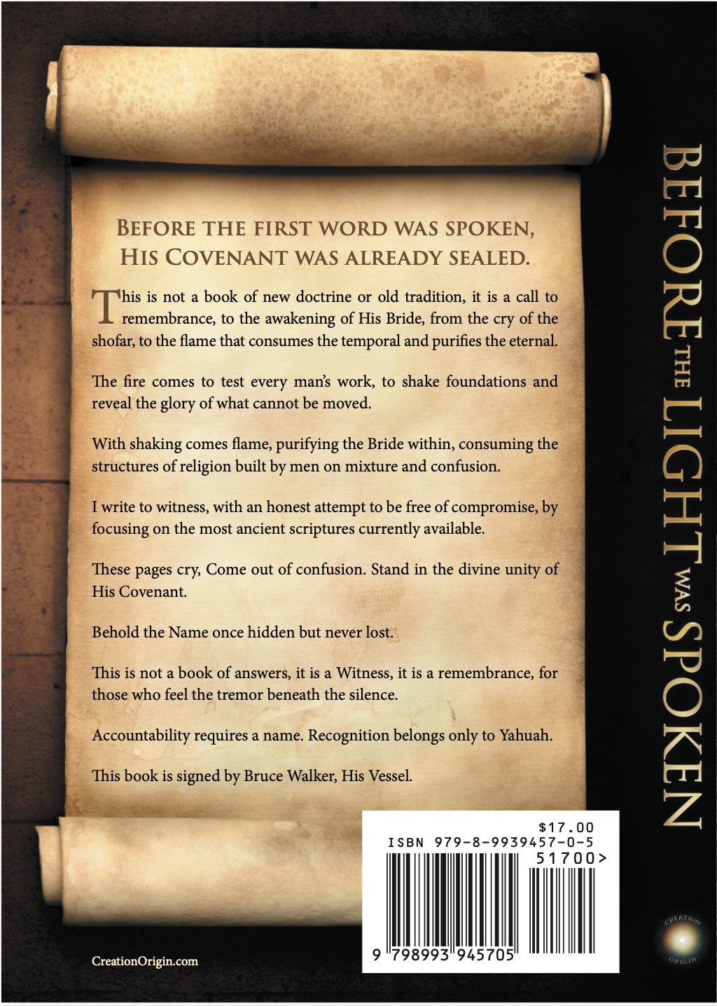 Back cover and spine